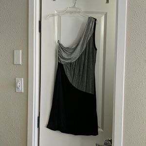 One strap black & gray fitted dress